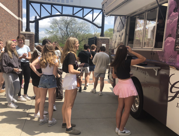 The foods and nutrition class looks at the ice cream options.